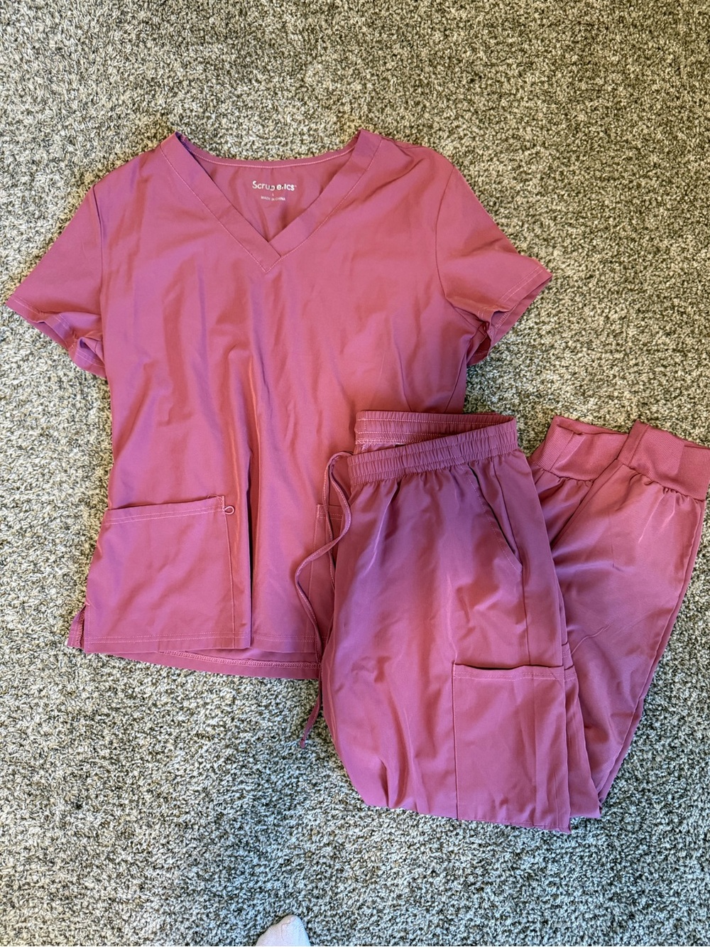 Smart Scrubs Two-Piece V-Neck Scrub Set in Rose
